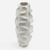 15.5" White Handcrafted Wooden Decorative Flower Vase