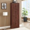 Tall Storage Cabinet with 8 Doors, 4 Compartment Shelves and Walnut Finish