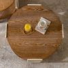 Palace Style Hand-Carved Wooden Coffee Table with Double Layer Storage