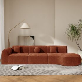 140" Modern Curved Sectional Sofa Chaise Lounge with 3 Matching Pillows and Ready For Use