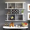 Large Wall Mounted 3 Tier Rustic Bottle Wine Rack with Storage Rack and Wine Glass Holder