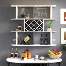 Large Wall Mounted 3 Tier Rustic Bottle Wine Rack with Storage Rack and Wine Glass Holder