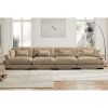 166” Oversized Couch, 4 Seater Modular Sectional Velvet Sofa with Matching Pillows