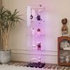 Tempered Glass Display Cabinet with Bluetooth LED Light Strip, Remote/App Control, 4 Tiers, and Multi Light Color Options