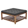 VEVOR 34.5” Large Square Ottoman Coffee Table with Storage Shelf and Button-Tufted Top