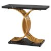 VEVOR 39” Black & Gold Console Table with Intertwined Geometric Metal Base and Rectangle Tabletop