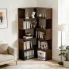 6 Tier Tall L Shaped Corner Bookshelf with Dual Sided Open Shelves and 10 Compartments For Storage & Display