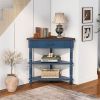 33.8” Small Triangle Corner Table with 3 Tiers, 2 Open Bottom Shelves and 1 Top Drawer