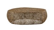 T3601-50 Gold Oval Coffee Table with Casted Aluminum Mesh Oval Frame Design
