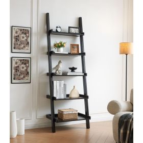 5 Tier Ladder Bookcase with Multi-Depth Shelves