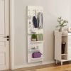 Wall Mounted Full Length Mirror with Dual Slide Design, Multifunctional Display Pane, 4 Removable Shelves & 4 Hanging Hooks
