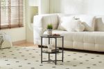 Small Round Black Side End Table with 2 Tiers