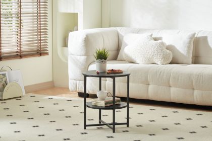 Small Round Black Side End Table with 2 Tiers