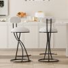 Set of 2 Armless Bar Stools with Upholstered White & Black Velvet, Footrest and Black Metal Frame Base