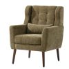 Chenille Upholstered Modern Accent Chair with Matching Waist Pillow and Wood Legs with Foot Pads