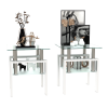 Set of 2, White Square Modern End Tables with Clear Tempered Glass Top, Frosted Bottom Glass and Metal Legs