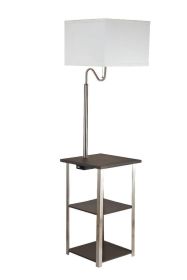58" “Tall Dru” 3 Tier Square Side Table Floor Lamp with Charging Station and USB Port