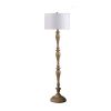 Wooden Antique Cream Finish Polyresin Floor Lamp