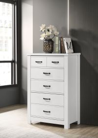 Cassini 31" White Chest with 5 Drawers and Black Drawer Handles