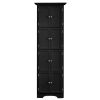 Tall Black Corner Storage Cabinet with 8 Doors and 4 Shelves