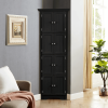 Tall Black Corner Storage Cabinet with 8 Doors and 4 Shelves