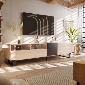 70” TV Entertainment Media Console Center with Drop Down Door, 2 Drawers and 4 Compartments for Ample Storage Space