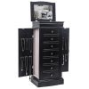 Jewelry Armoire with Mirror, 7 Drawers, 24 Necklace Hooks and 2 Side Swing Doors