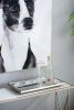 24" x 15" Antique Silver Rectangle Wall Mirror or Mirrored Display Tray with Floral Accents Design