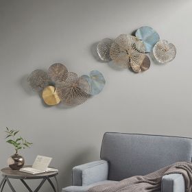 Set of 2 Metal Multi-Colored Lily Pad Leaves Wall Decor