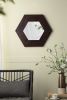 18.5" Hexagon Mirror with Dark Brown Teak Wood Frame
