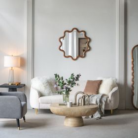31" x 30" Wooden Accent Mirror with Unique Wavy Frame