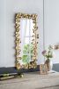 60.8” Full Length Rectangle Mirror with Golden Leaf Accents and Detailed Craftsmanship
