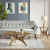 Ink+Ivy Blaze Triangle Wood Coffee Table with Asymmetrical Sculptural Base and Natural Elm Wood Finish