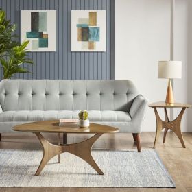 Ink+Ivy Blaze Triangle Wood Coffee Table with Asymmetrical Sculptural Base and Natural Elm Wood Finish