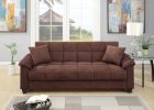 Contemporary Living Room Adjustable Sofa Couch in Chocolate Brown with 2 Matching Pillows, Cushioned Arms and Hidden Storage