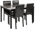 5 Piece Metal Dinette Set with Faux Marble Table Top, 1 Table & 4 Chairs and Metal Legs & Apron