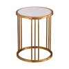 Sintered Stone Round End Table with Gold Stainless Steel Frame and Marble Color Top