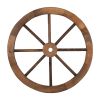 24” 2 Piece Old Western Style Garden Art Wall Decor with Brown Wooden Wagon Wheel Design