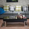 Calmam Black High Gloss Lift Top Coffee Table with Chrome Finish and Hidden Storage