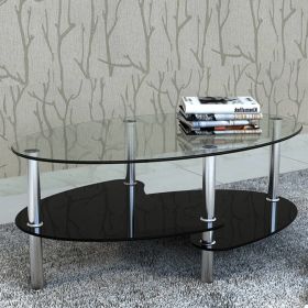 Black 3 Tiered Coffee Table with Clear Tempered Glass