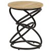 Handmade Solid Mango Wood End Table Top with Metal Intertwined Rings Base and Protective Foot Pads