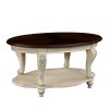 3 Piece Coffee Table Set with Antique Design, Floral Carvings, Chip Distressed Look and Two Tone Finish