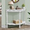 Retro Circular Curved Half-Moon Milk White Console Table with Cloud Design Top and Open Bottom Shelf