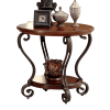 Traditional Cherry Brown End Table with Scroll Detail Legs, Ornate Design and Protective Foot Pads