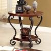 Traditional Cherry Brown End Table with Scroll Detail Legs, Ornate Design and Protective Foot Pads