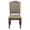Set of 2 Dark Cherry Finish Dining Chairs, Upholstered Seat and Back with Nailhead Trim
