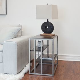 Padena Metal Frame Chairside or End Table with Middle & Bottom Shelves