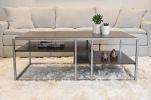 Padena Metal Frame Wood Coffee Table with 2 Open Bottom Shelves