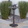 Outdoor Iron & Aluminum Top Bird Bath with Bird & Bowl Display and Intricate Detailed Design