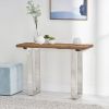 Console Table with Handcrafted Rustic Glam Top and Silver Iron Legs